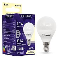 Изображение Лампа светодиодная 10Вт G45 3000К Е14 176-264В TOKOV ELECTRIC TKE-G45-E14-10-3K 