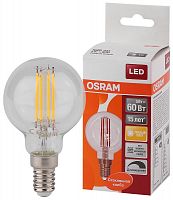 Изображение Лампа светодиодная LED 5Вт E14 CLB60D тепло-бел, Filament диммируемая,прозр.шар OSRAM  4058075230415 