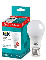 Изображение Лампа светодиодная A60 шар 8Вт 12-24В 4000К E27 (низковольтная) IEK LLE-A60-08-12-24-40-E27 