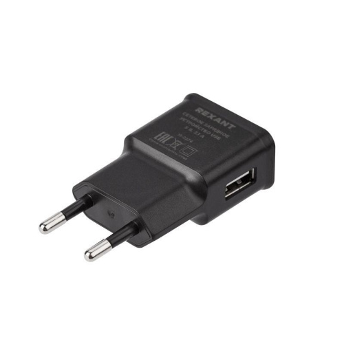 Изображение Устройство зарядное сетевое USB 5В 2.1A черн. Rexant 16-0274 