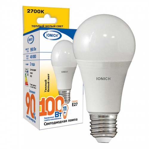 Изображение Лампа светодиодная ILED-SMD2835-A60-11-990-220-2.7-E27 IONICH 1614 