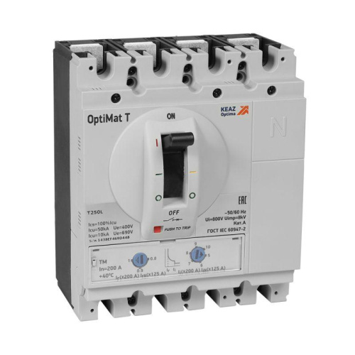 Изображение Выключатель автоматический на напряжение до 1000VAC OptiMat T250H-HV TM 160A 3P КЭАЗ 356950 