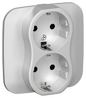 Изображение Розетка 2-м СП FLITE РС12-1-А-ФлА 16А с заземл. без защ. шторок безвинтовое крепление в сборе механизм алюм. IEK FI-R21A-16-1-K47 