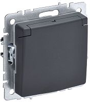 Изображение Розетка BRITE РСбш10-3-БрГ 16А IP20 с заземл. защ. шторки с крышкой механизм графит IEK BR-R16-16-K53 