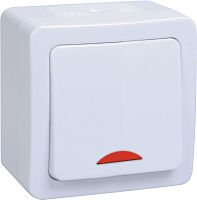 Изображение Выключатель 1-кл. ОП Гермес Plus 10А IP54 ВС20-1-1-ГПБ с индикацией цвет клавиши: бел. бел. IEK EVMP11-K01-10-54-EC 