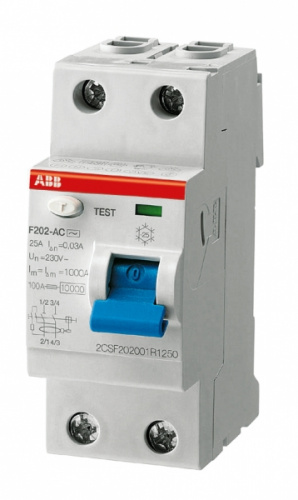 Изображение УЗО ABB F202AC  2Р 16А 10mA (AC)  2CSF202001R0160 