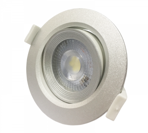 Изображение Светильник светодиодный точечный встраиваемый ДВО-7Вт 3000К 500Лм IP40 38° круглый поворотный серебряный Jazzway  5022935 