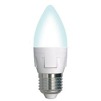 Изображение Лампа светодиодная LED-C37 7W/4000K/E27/FR/DIM PLP01WH Яркая диммир. мат. картон Uniel UL-00004295 
