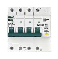 Изображение Выключатель автоматический дифференциального тока (АВДТ) 3P+N 25А 30мА AC х-ка D ДИФ-103 6кА DEKraft 16511DEK 