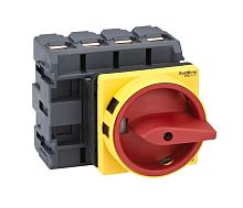 Изображение Выключатель-разъединитель 4п 100А IP20 с красн. рукоят. на дверцу 4 винтами с замком SE MSD100410R 