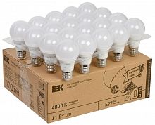 Изображение Лампа LED A60 шар 11Вт 230В 4000К E27 (уп.20шт) IEK LLE-A60-11-230-40-E27-20 