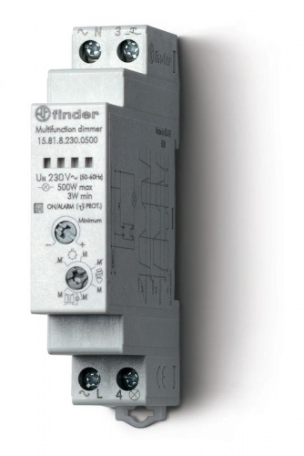 Изображение Диммер модульный электронный для люминесцентных и светодиодных ламп 500Вт плавное диммирование 230В AC 17.5мм IP20 FINDER 158182300500 