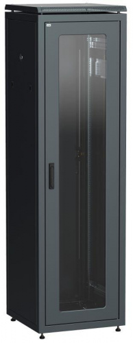Изображение Шкаф сетевой 19дюйм LINEA N 33U 600х800мм стеклянная передняя дверь задняя металлическая черн. ITK LN05-33U68-GM 