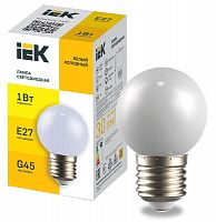 Изображение Лампа светодиодная декор. G45 1Вт шар холод. бел. E27 230В IEK LLE-G45-1-230-W-E27 