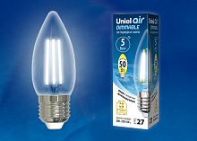 Изображение Лампа светодиодная LED-C35-5W/NW/E27/CL/DIM GLA01TR Air диммир. картон Uniel UL-00003642 