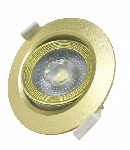 Изображение Светильник светодиодный точечный встраиваемый ДВО-7Вт 3000К 500Лм IP40 38° круглый поворотный золотой Jazzway  5022911 