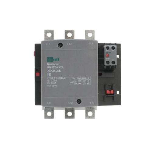 Изображение Контактор 185А 110В АС АС3 АС4 1НО+1НЗ КМ-102 DEKraft 21948DEK 