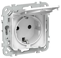 Изображение Розетка СП FLITE РСшкр11-1-44-ФлБ 16А IP44 с заземл. с защ. шторками и крышкой безвинтовое крепление механизм бел. IEK FI-R16-16-1-44-K01 