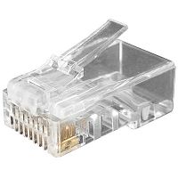 Изображение Разъем PLUG-8P8C-U-C6-100 RJ45 (8P8C) под витую пару кат.6 (50/50микродюйм) универс. (для ож и мж кабеля) (уп.100шт) Hyperline 49367 