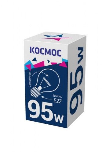 Изображение Лампа накаливания 95Вт A50/A55 прозрачная E27 230В КОСМОС LKsmSt55CL95E27v2 