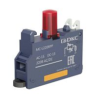 Изображение Блок контактный с клеммным безвинтовым зажимом со светодиодом на 220В красн. DKC MC-L220RPP 