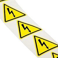 Изображение Знак "Молния" в рулоне полиэстер глянцевый химстойкий в 2 ряда 25мм треугольник желт. DKC SL-T25-HE-UV 