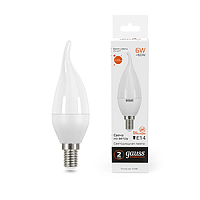 Изображение Лампа светодиодная LED 6вт 230в, Е14, теплый, свеча на ветру Gauss Elementary  34116 (упак.10 шт.) 