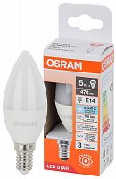 Изображение Лампа светодиодная LED Star 5Вт 6500К холод. бел. E14 470лм B угол пучка 200град. 170-250В (замена 40Вт) матов. пластик OSRAM 4058075696112 