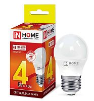 Изображение Лампа светодиодная LED-ШАР-VC 4Вт 230В E27 3000К 360лм IN HOME 4690612030579 