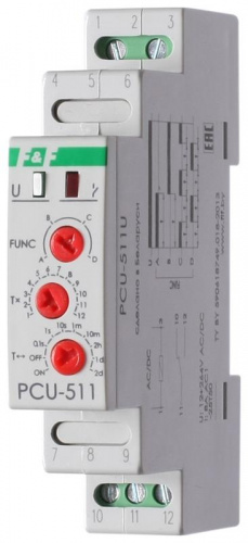 Изображение Реле времени PCU-511U 8А 12-264В AC/DC 1 перекл. IP20 многофункц. монтаж на DIN-рейке F&F EA02.001.011 