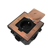 Изображение Лючок MultiDesk MDK21 с розеткой 2P+E 16А 250В IP44 с монтажной коробкой для бетонных полов медь SE MDK21202CC 