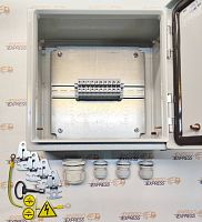 Изображение Коробка клеммная стальная КК-10/35 IP66 300х300х150 Express серая 10х4-35 кв.мм, 125А, 10 клемм винтовых, без сальников 