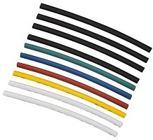 Изображение Набор трубок термоусадочных тонкостен. ТТУ 4/2 (4хЧ 2хБ К С Ж З) 10х10см разноцвет. IEK UDRS-D2-D4-10-10 