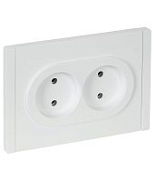 Изображение Розетка 2-м СП FORTEPIANO FP226 10А без заземл. без защ. шторок безвинт. крепл. бел. IEK FP-R20-10-1-K01 