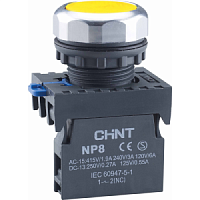 Изображение Кнопка управления NP8-11BND/5 1НО+1НЗ желт. AC 110В-220В(LED) IP65 (R) CHINT 667125 