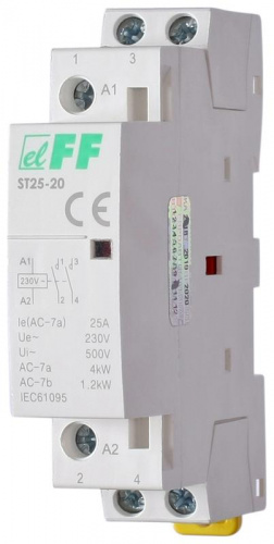 Изображение Контактор ST-25-20 (контакт 2NO; 2.2Вт; 1 модуль; монтаж на DIN-рейке) F&F EA13.001.001 