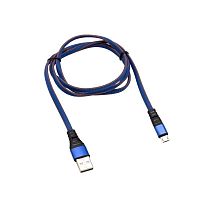 Изображение Кабель USB-microUSB 1м плоский провод син. джинсовая оплетка Rexant 18-1163 