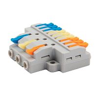 Изображение Клемма СМК 3х3 проходная разветвительная 3 полюса с монтажной площадкой (1 ввод 3 вывода на полюс) (уп.4шт) Rexant 07-5232-04 