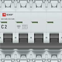 Изображение Выключатель автоматический модульный 4п C 2А 6кА ВА 47-63N PROxima EKF M636402C 