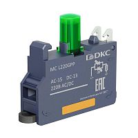 Изображение Блок контактный с клеммным безвинтовым зажимом со светодиодом на 220В зел. DKC MC-L220GPP 