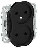 Изображение Розетка 2-м СП FLITE РС02-1-ФлЧ 10А без заземл. без защ. шторок безвинтовое крепление механизм черн. IEK FI-R20-10-1-K02 