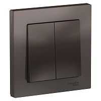 Изображение Выключатель 2-клавишный Schneider Electric ATLASDESIGN, скрытый монтаж,  в сборе, мокко   ATN000652 