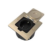 Изображение Лючок MultiDesk MDK21 с розеткой 2P+E 16А 250В IP44 с монтажной коробкой для стены фальшпола стола никель SE MDK21102NA 