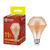 Изображение Лампа светодиодная филаментная LED-D95-deco gold бриллиант золотистая 11Вт 230В E27 3000К 1040лм IN HOME 4690612056104 