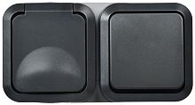 Изображение Блок ОП розетка + выключ. горизонт. TORS 16А IP55 TS142 графит IEK TS-G10-6-55-V-K53 