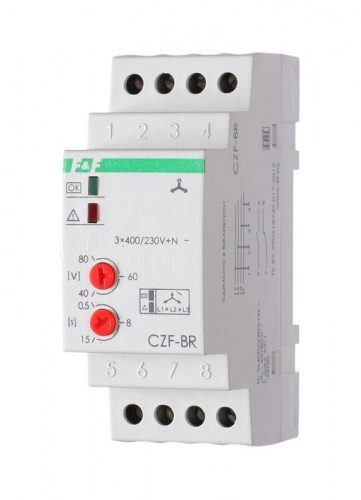 Изображение Реле контроля фаз CZF-BR (3х400/230+N 8А 1перекл. IP20 монтаж на DIN-рейке) F&F EA04.001.003 