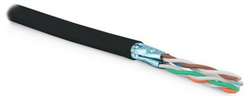 Изображение Кабель UFTP4-C6-SOLID-OUTDOOR-LSZH-BK-500 витая пара экран. FTP (F/UTP) кат. 6; 4 пары (23 AWG) ож (solid) для внешн. прокладки LSZH (500м) черн. Hyperline 227934 