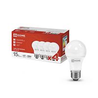 Изображение Лампа светодиодная LED-A60-VC 4PACK 15Вт 230В E27 4000К 1430лм (уп.4шт) IN HOME 4690612047683 