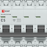 Изображение Выключатель автоматический модульный 4п C 5А 6кА ВА 47-63N PROxima EKF M636405C 