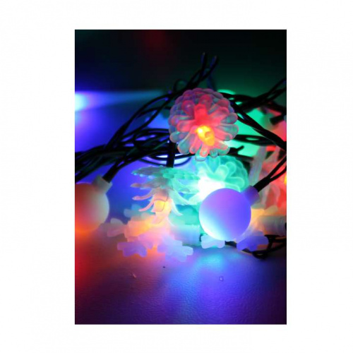 Изображение Гирлянда декоративная "Елочная"4.4м 30LED IP20 матов. насадки-шишки снежинки шарики мультиколор КОСМОС KOC_GIR30LEDMIX2_RGB 